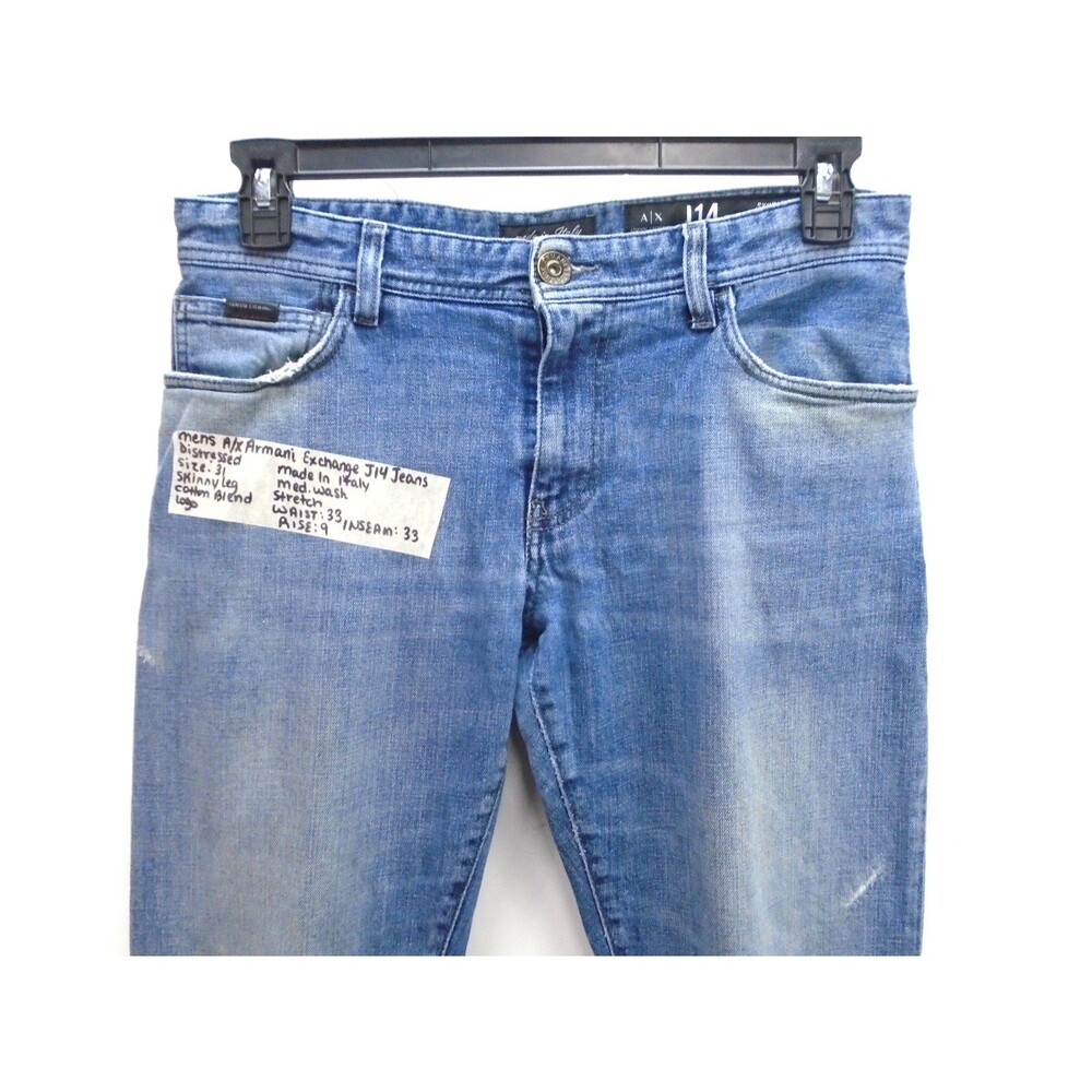 Armani Exchange A/X  Mens Denim Skinny Jeans Mens 31 (33x33) Blue J14 Made Italy - Picture 2 of 12